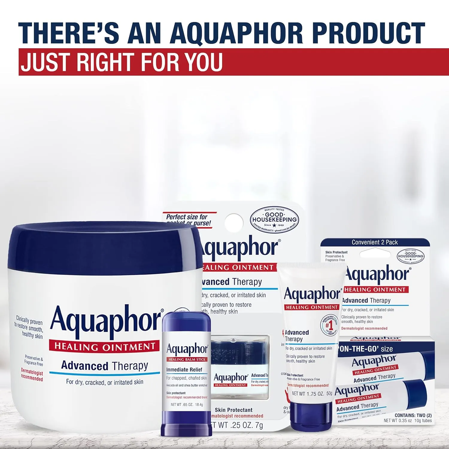 Aquaphor products with Healing Balm Stick as an on the go option