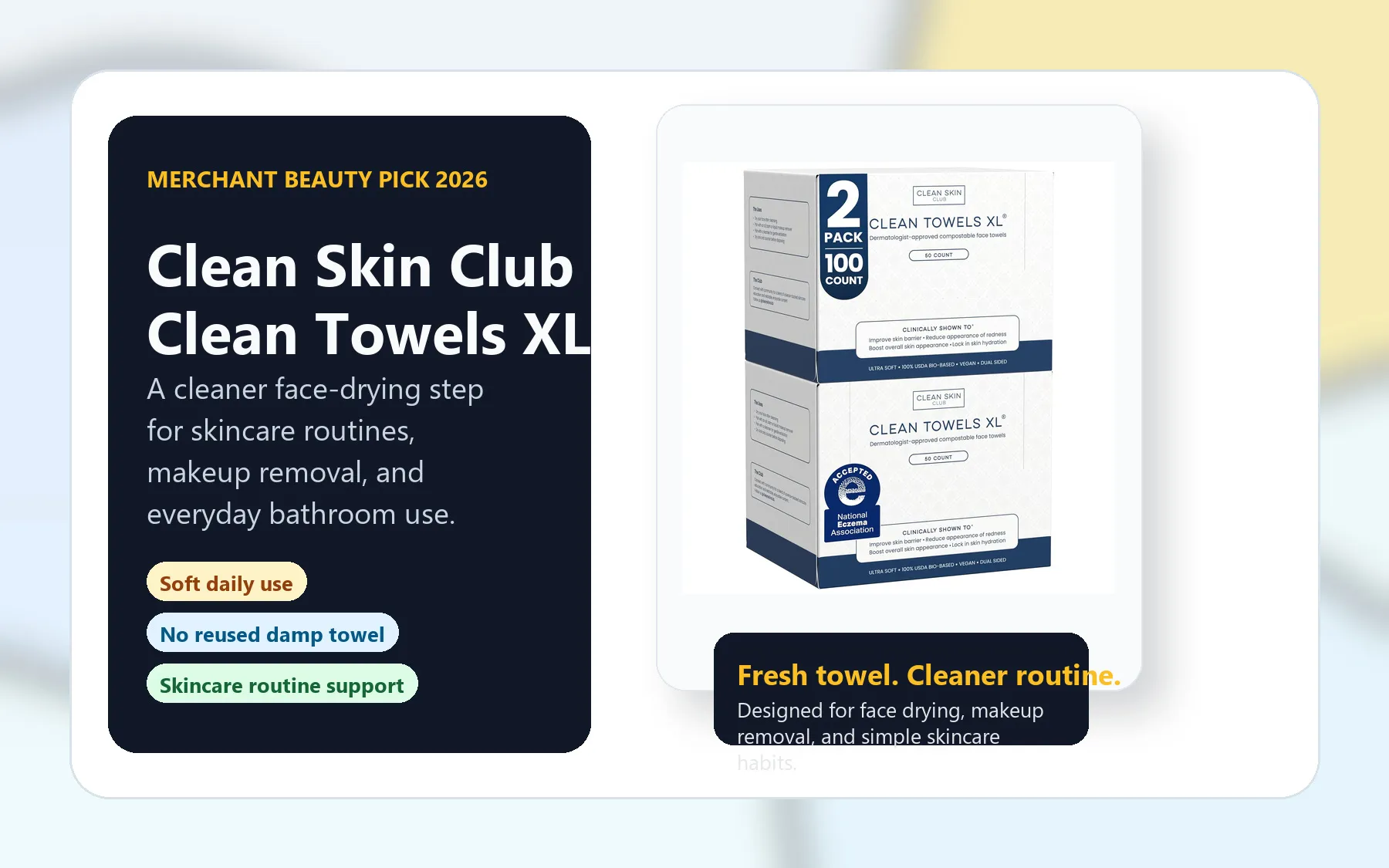 Clean Skin Club Clean Towels XL cleaner skincare routine visual