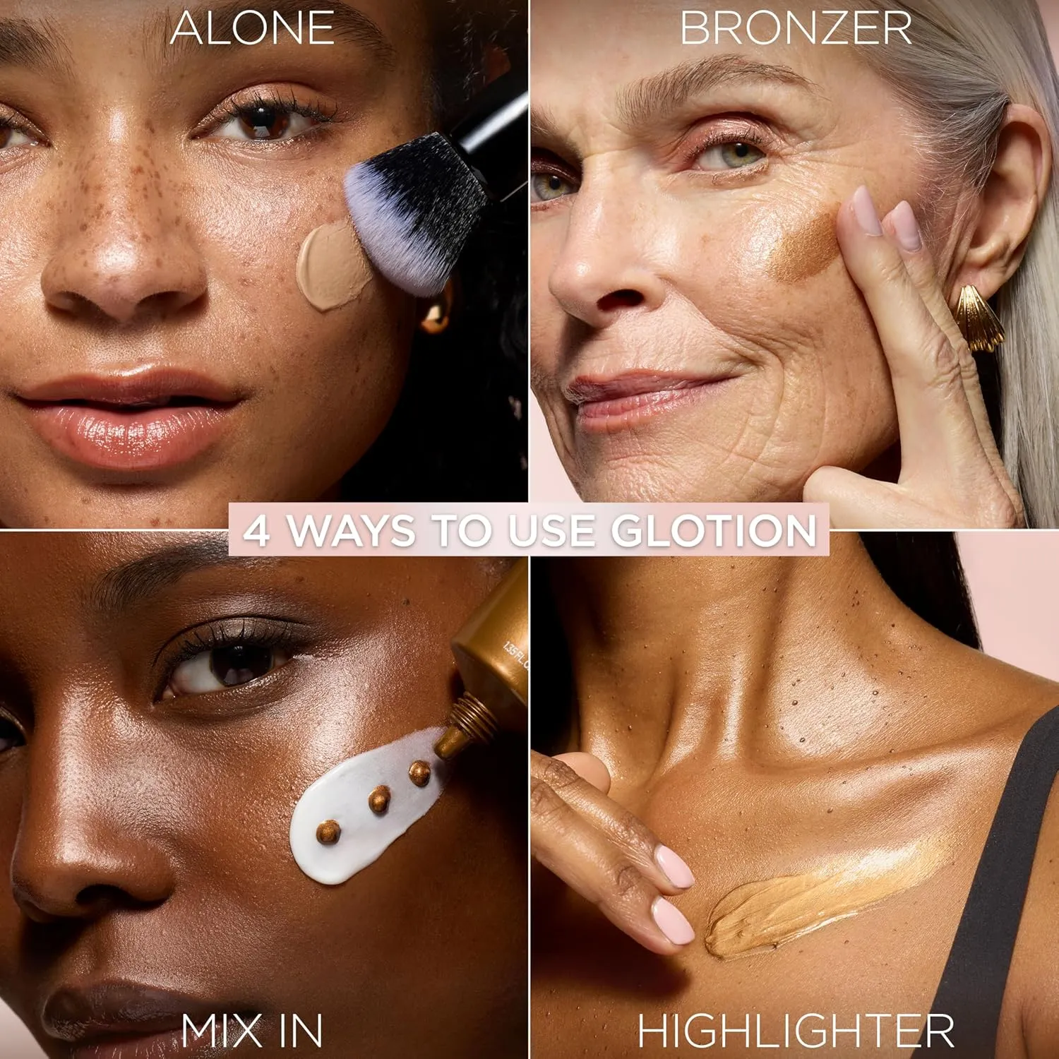 Four ways to use L'Oreal Lumi Glotion alone bronzer mix in highlighter