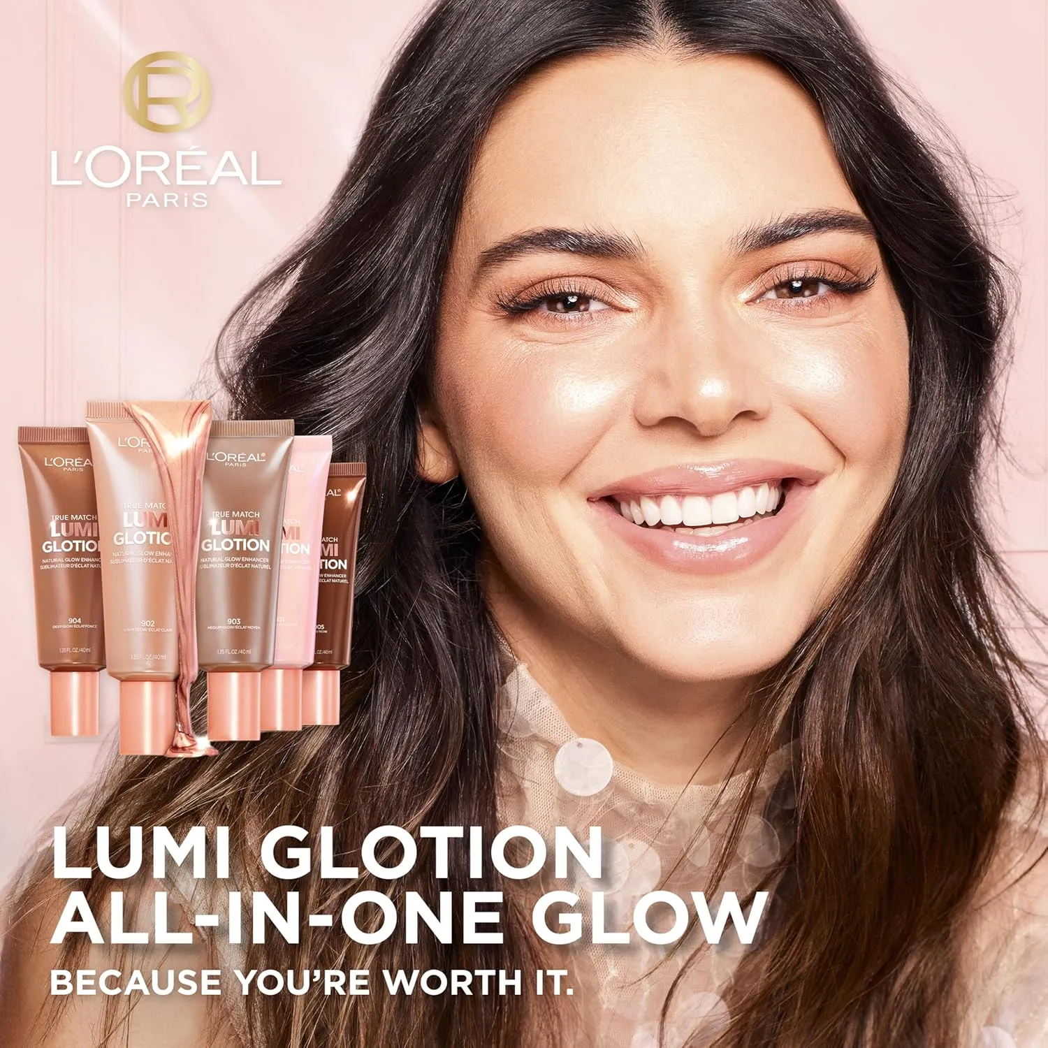 L'Oreal Lumi Glotion all-in-one glow beauty campaign image