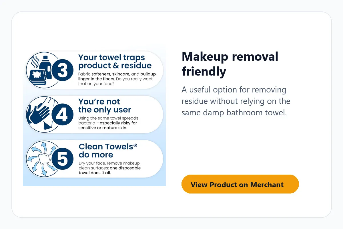 Clean towels for makeup removal routine