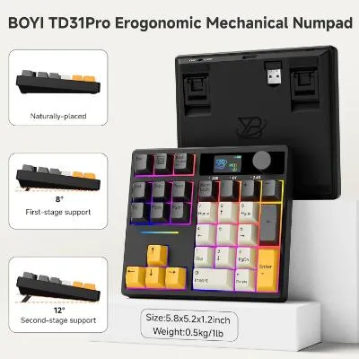 BOYI TD31Pro Mechanical Numpad with Screen & Knob