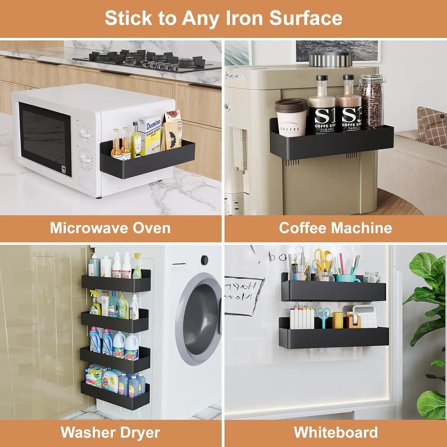 Mystozer Magnetic Spice Rack used on kitchen appliances and metal surfaces