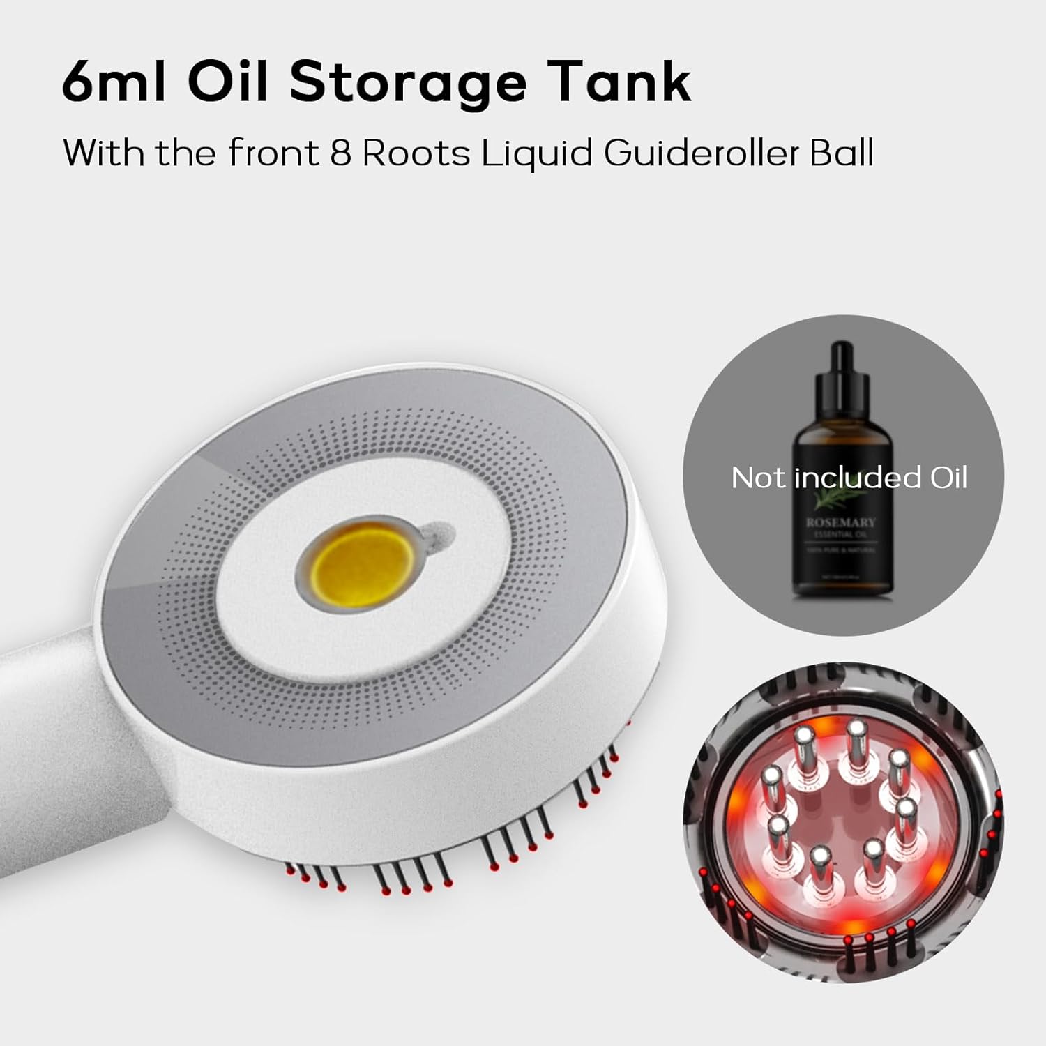 6ml oil storage tank and guide roller ball on scalp massager