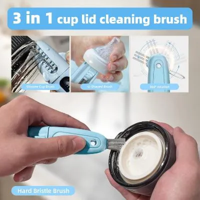TQRR SharkBrush 3-in-1 Cup Lid Cleaning Brush