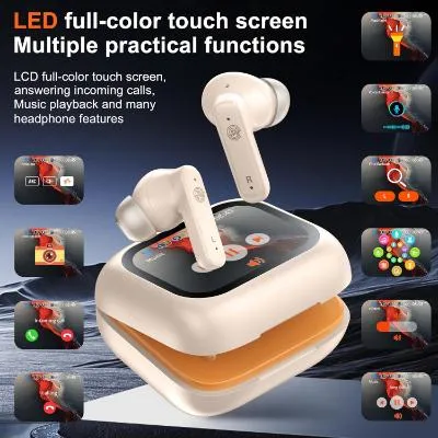 THREE PEACHES Wireless Earbuds with Touch Screen Case